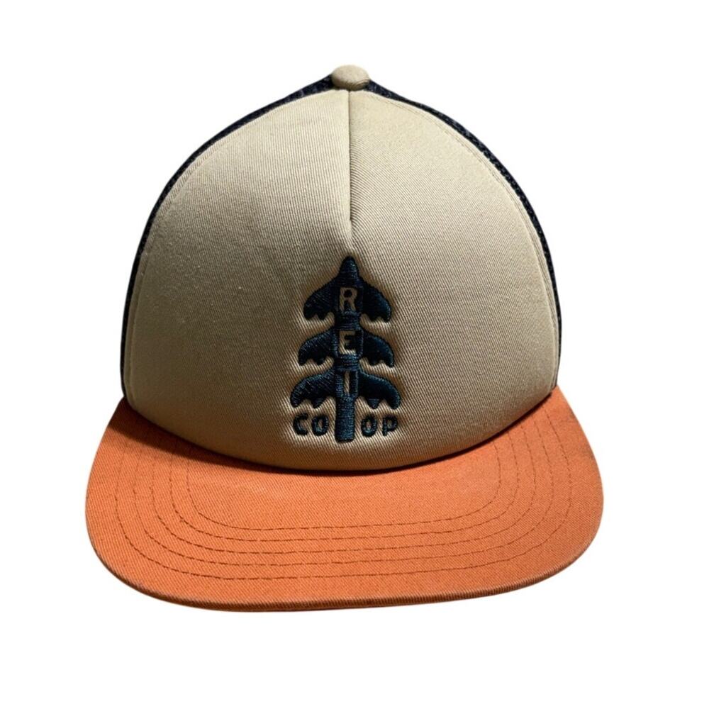 REI Co-op Trucker Hat Snapback One-Size Adjustable Blue Orange